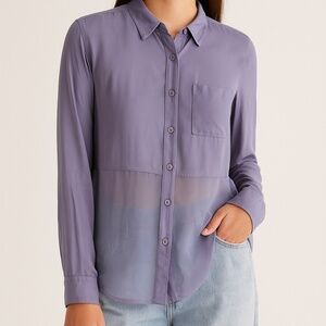 Free People | Best of Both Worlds Blouse | XS | Lavender Sheer Button-Up
